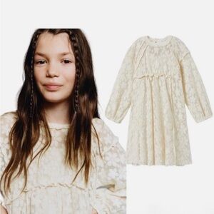 Zara Cream Lace Long Sleeve Dress